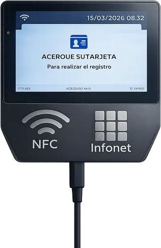 Terminal RecLog con lector NFC para fichar en oficina