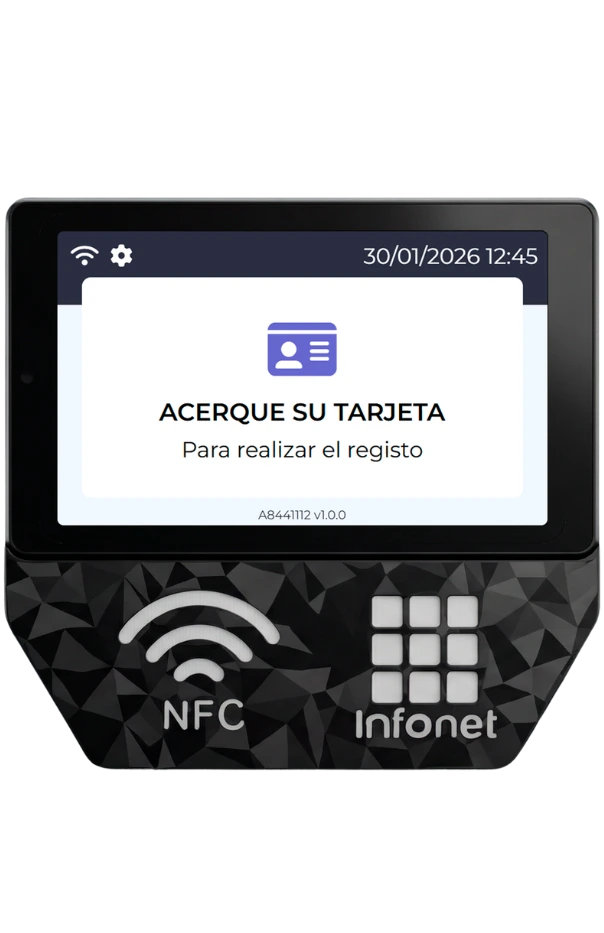 Terminal RecLog con lector NFC para fichar en oficina